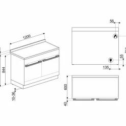 CPF120IGMPX Portofino gass-/induksjonskomfyr, rustfritt stål