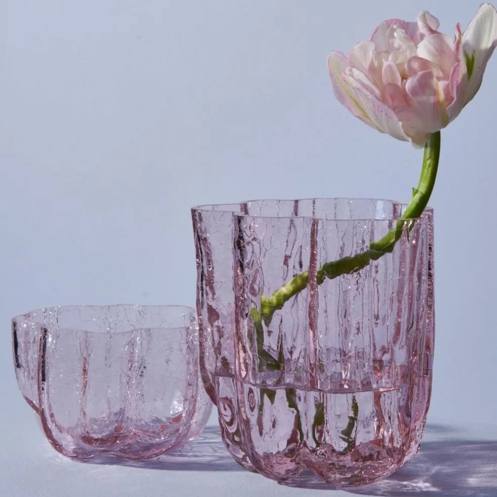Crackle telysholder 5,8 cm, rosa