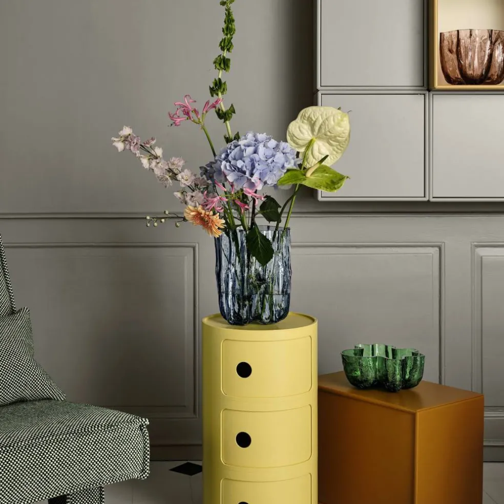 Crackle vase 270 mm, circular glass