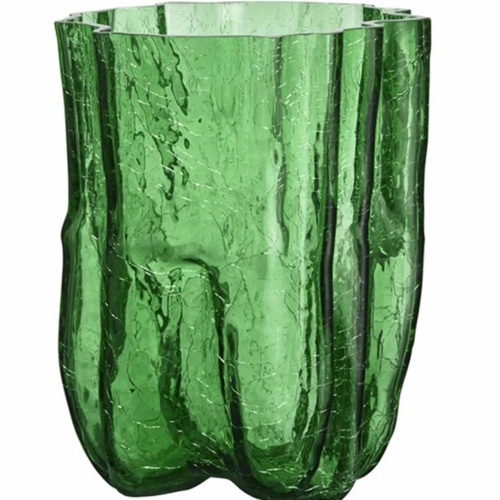 Crackle vase 270 mm, circular glass