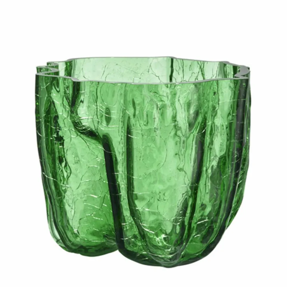 Crackle vase 175 mm, circular glass