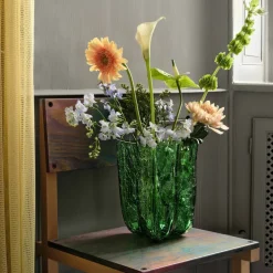 Crackle vase 270 mm, green