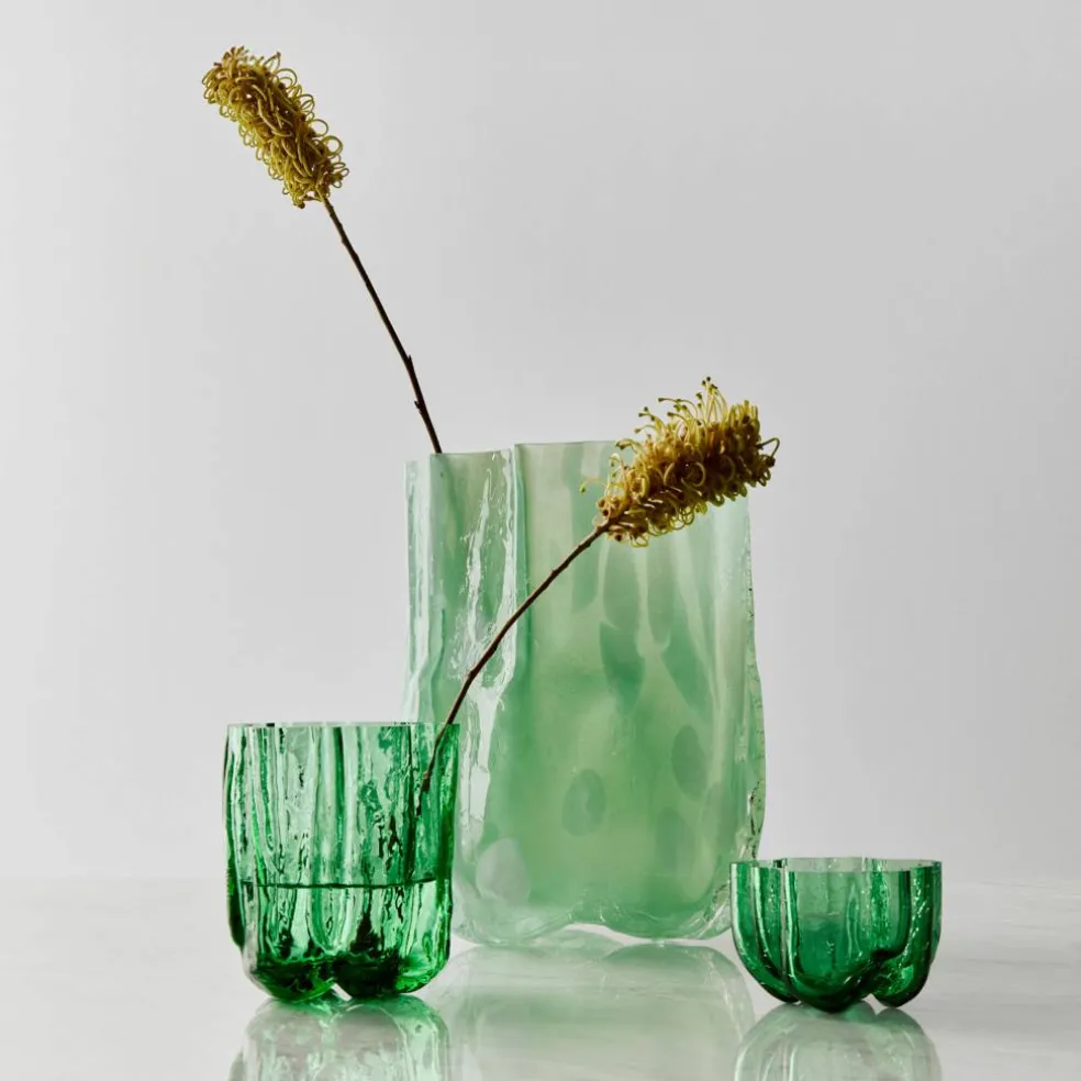 Crackle vase 121 mm, mørkegrønn