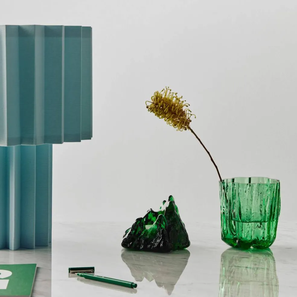 Crackle vase 121 mm, mørkegrønn