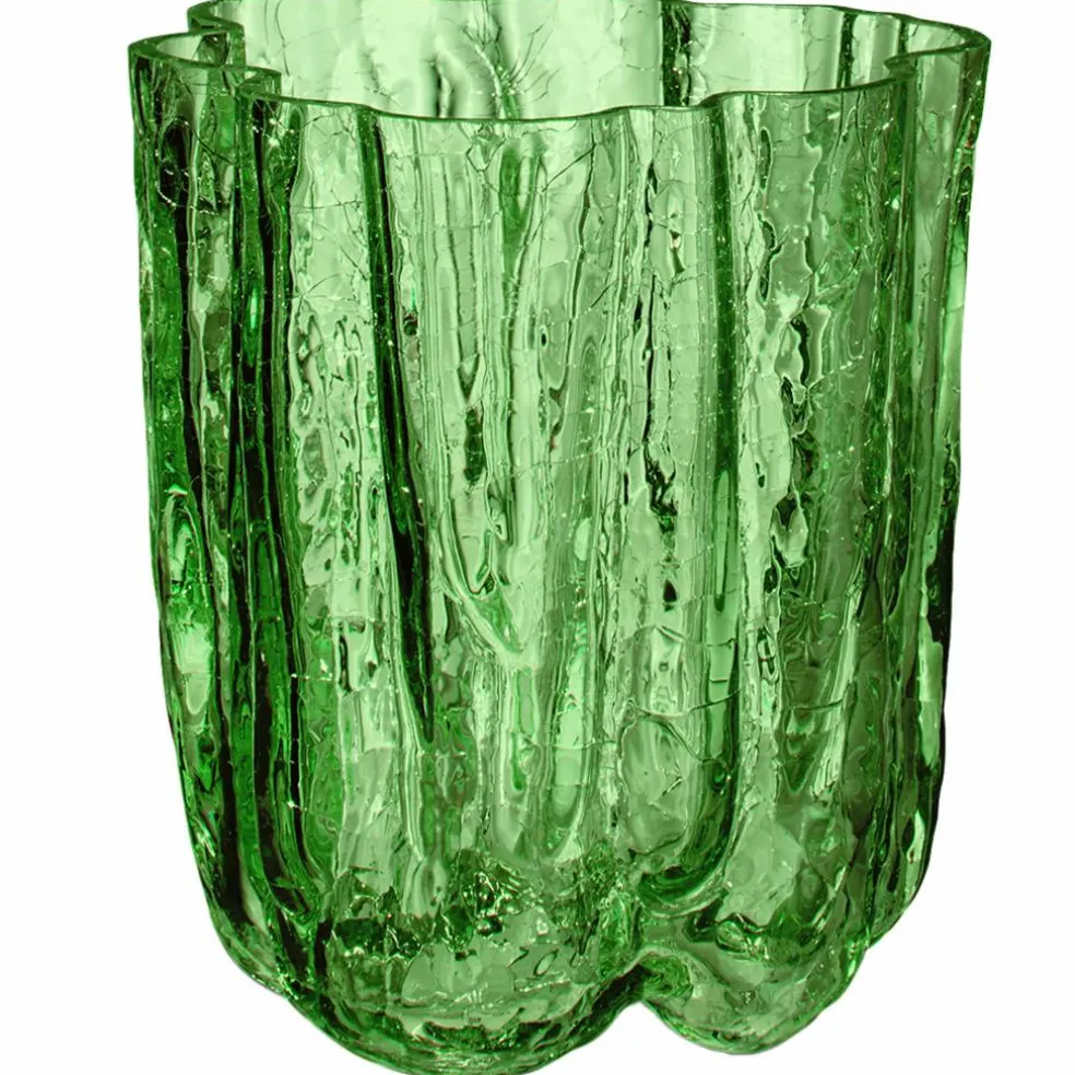 Crackle vase 121 mm, mørkegrønn