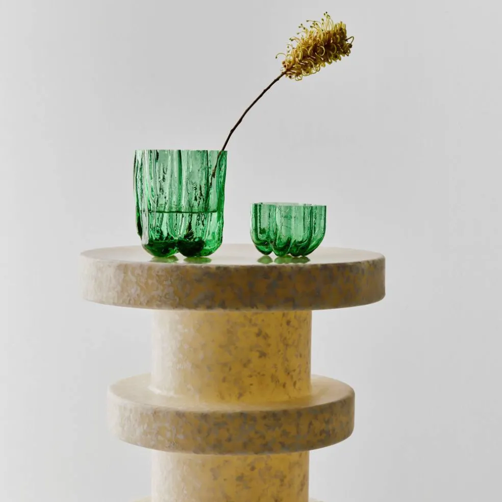 Crackle vase 121 mm, mørkegrønn