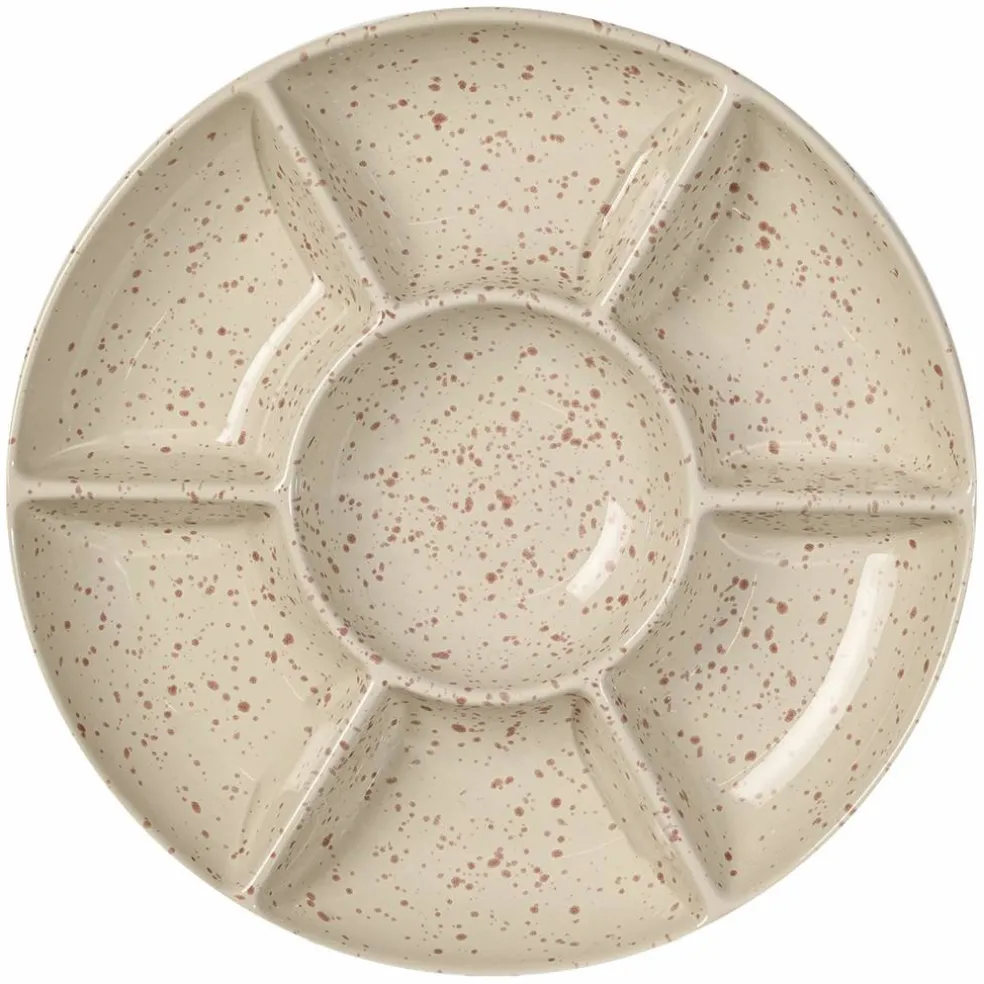 Ditte serveringsfat, beige/bordeaux