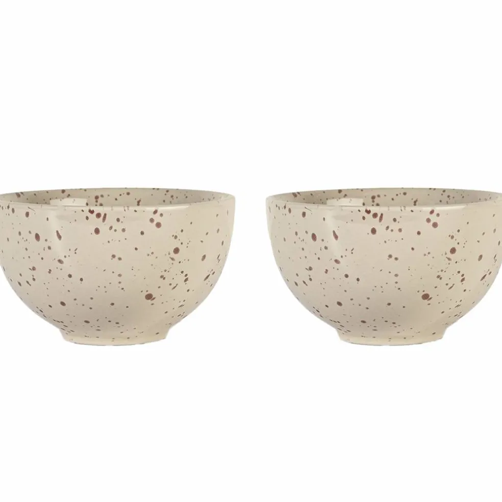 Ditte skål 2 stk, beige/bordeaux