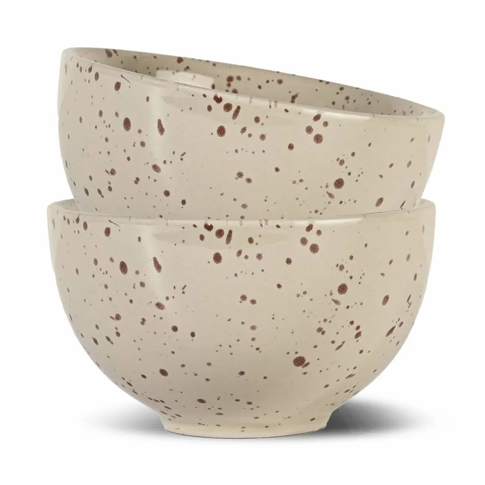 Ditte skål 2 stk, beige/bordeaux