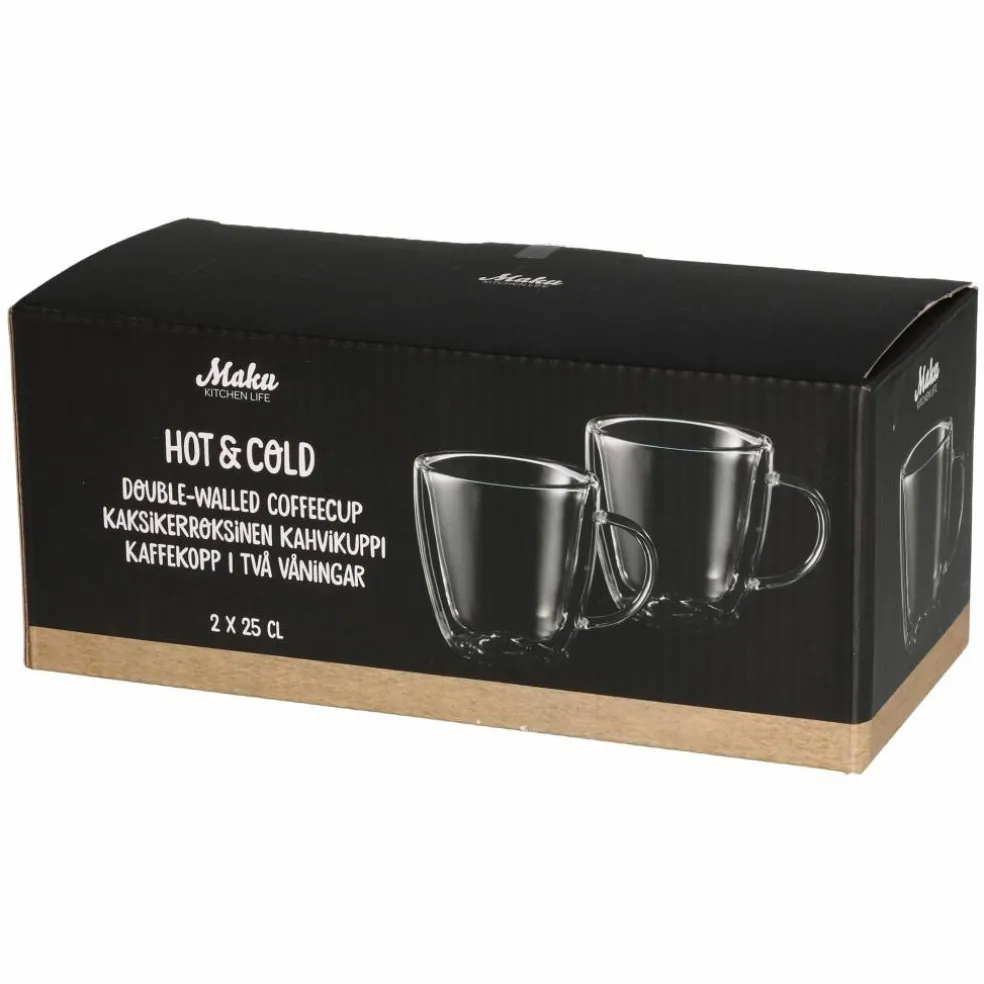 Dobbeltvegget kaffeglass 25 cl, 2-pakk