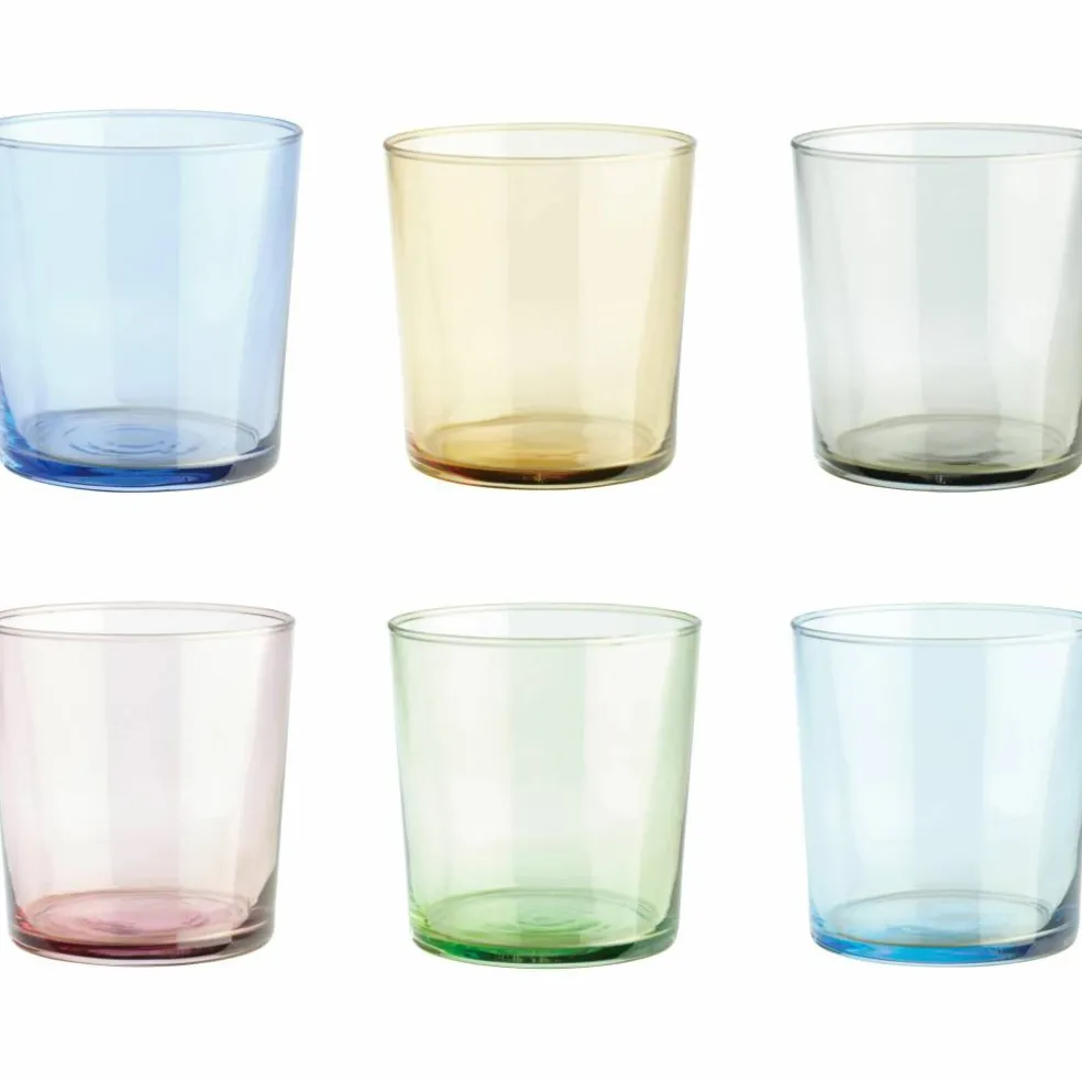 Drikkeglass 34,5 cl, blandede farger, 6 stk