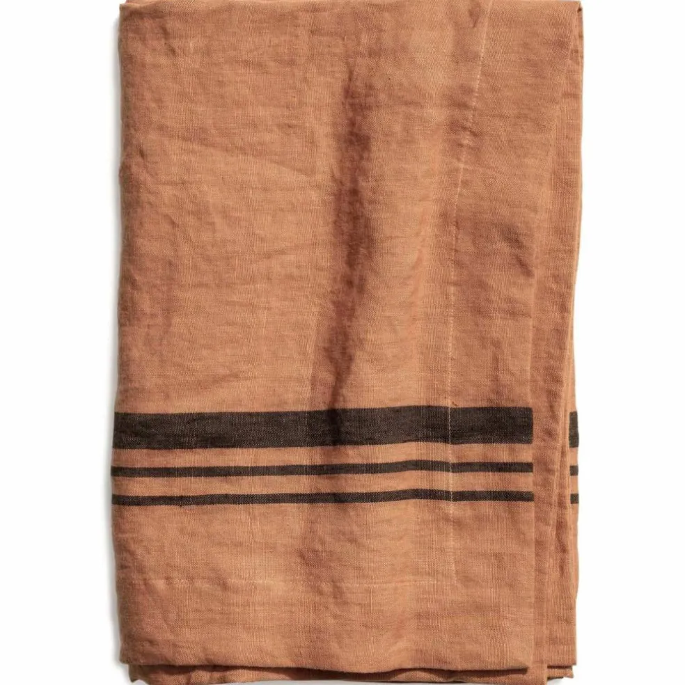 Duk LIMRICK i lin, stripe, Dry Terracotta