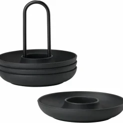 Eggeglass med holder, Svart - 4 stk