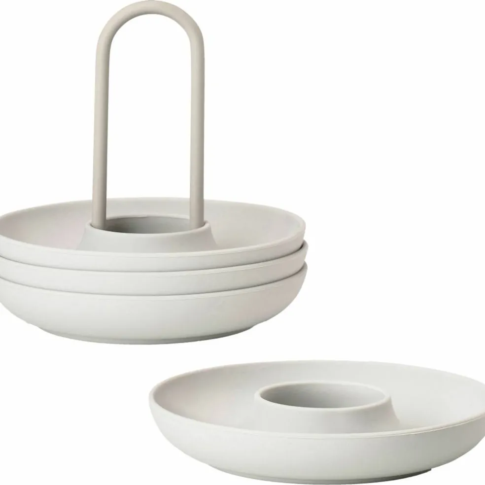 Eggeglass med holder, Varm grå - 4 stk