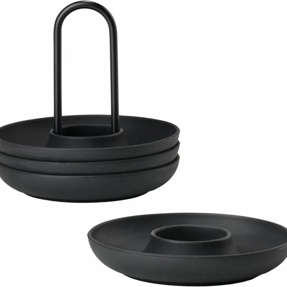 Eggeglass med holder, Varm grå - 4 stk
