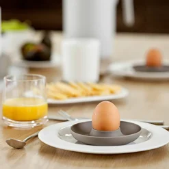 Eggekopp + holder 4 stk, taupe