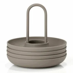 Eggekopp + holder 4 stk, taupe