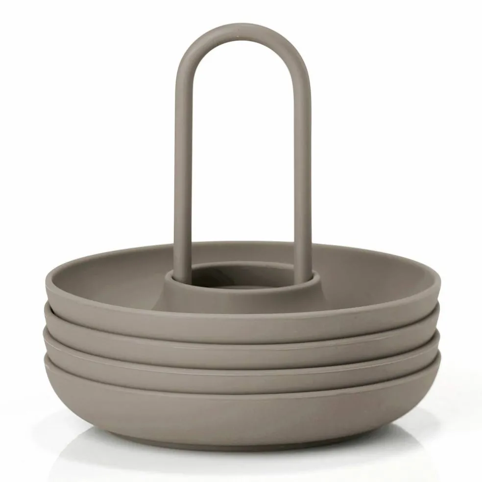 Eggekopp + holder 4 stk, taupe