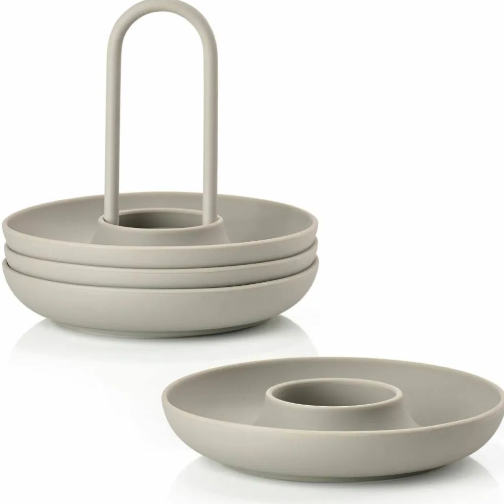 Eggekopp + holder 4 stk, taupe