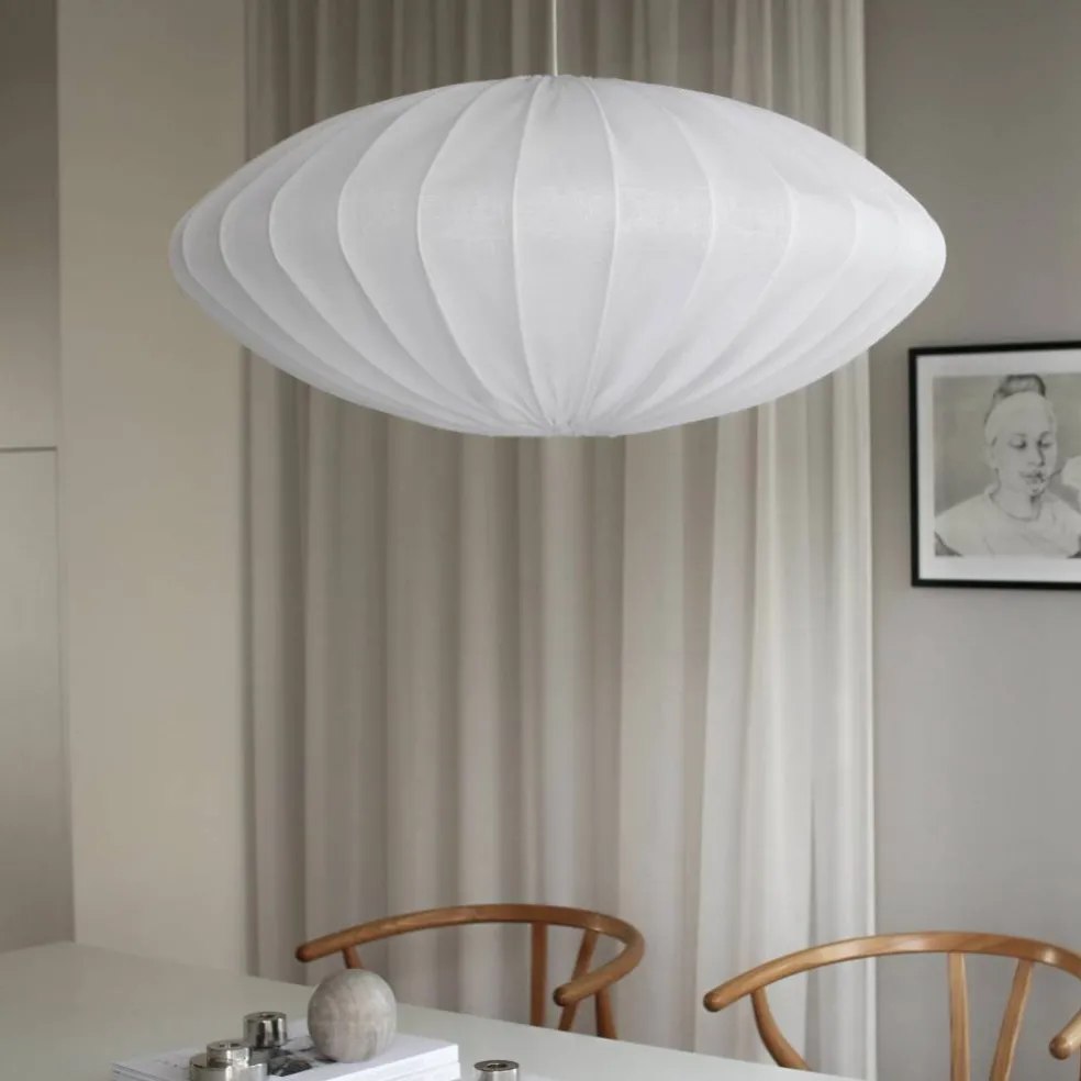 Ellipse taklampe, 80 cm, lin, hvit