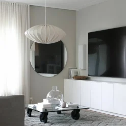 Ellipse taklampe, 80 cm, lin, naturell
