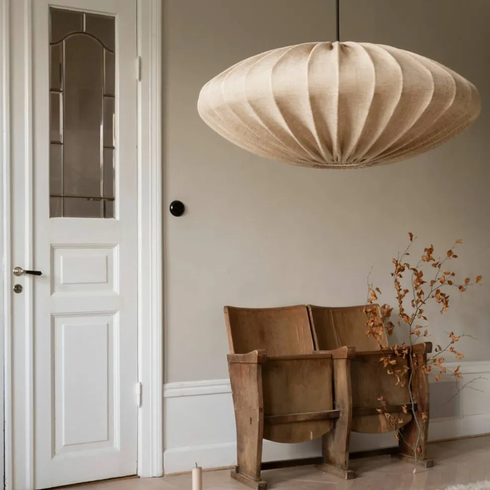Ellipse taklampe, 65 cm, lin, sand