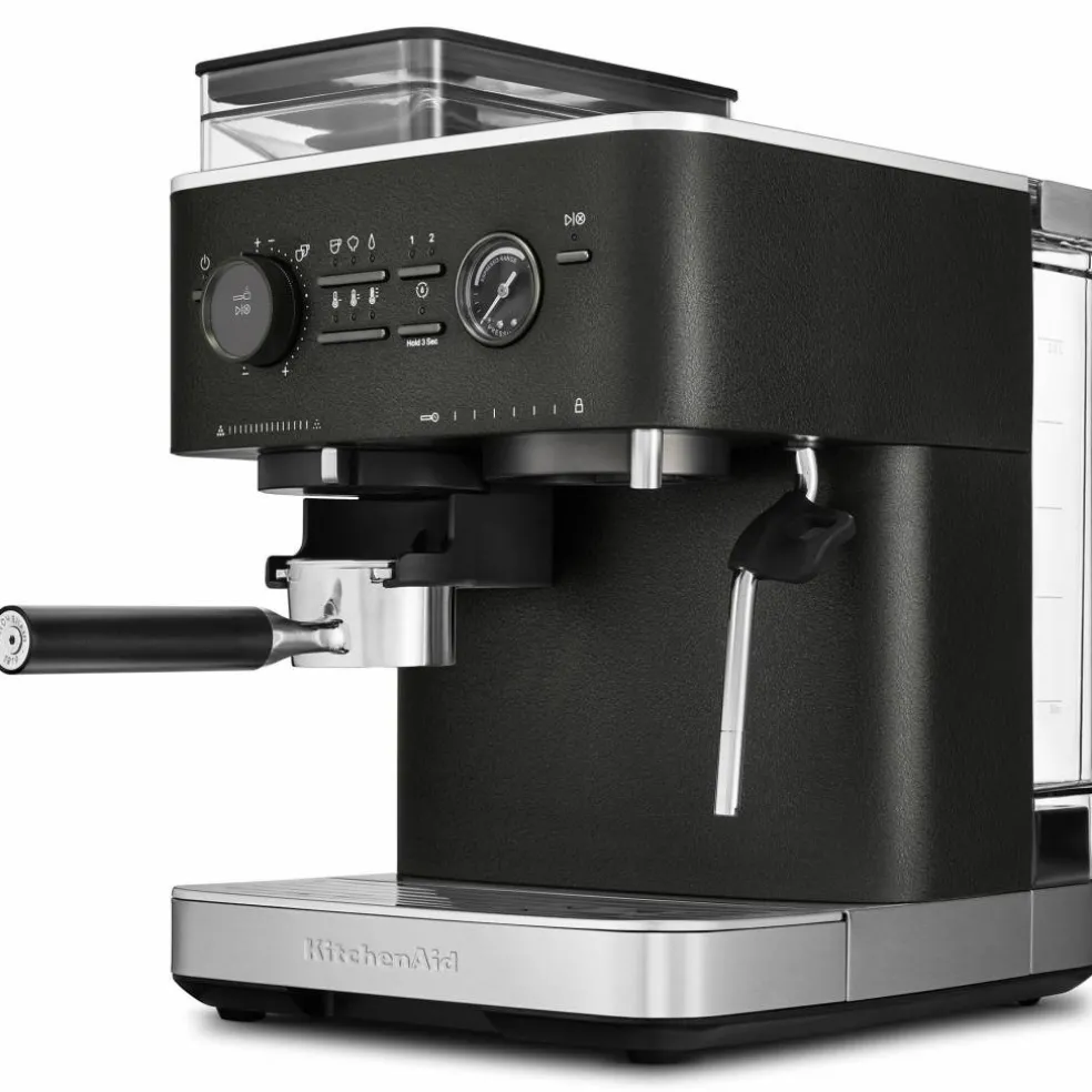 Espressomaskin med kaffekvern, cast iron black