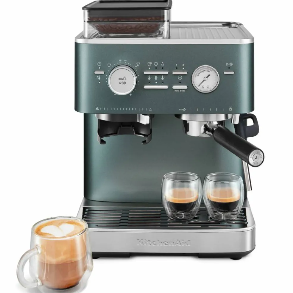 Espressomaskin med kaffekvern, cast iron black