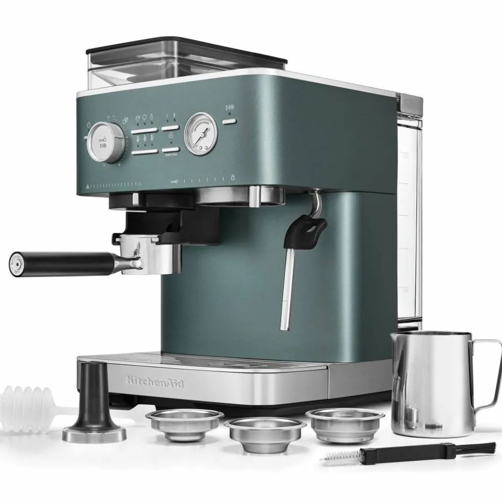 Espressomaskin med kaffekvern, cast iron black