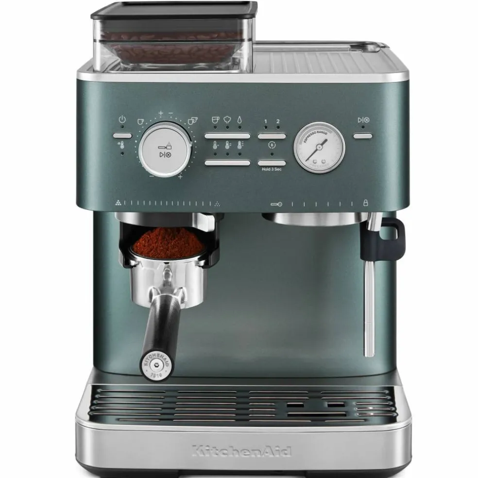 Espressomaskin med kaffekvern, cast iron black