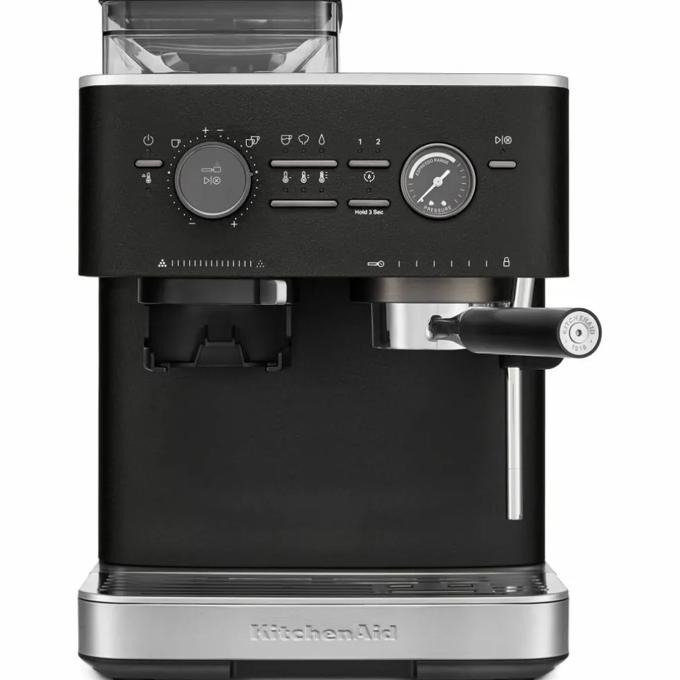 Espressomaskin med kaffekvern, cast iron black