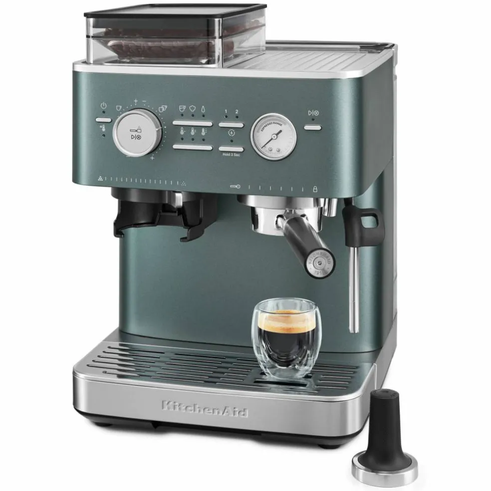 Espressomaskin med kaffekvern, cast iron black