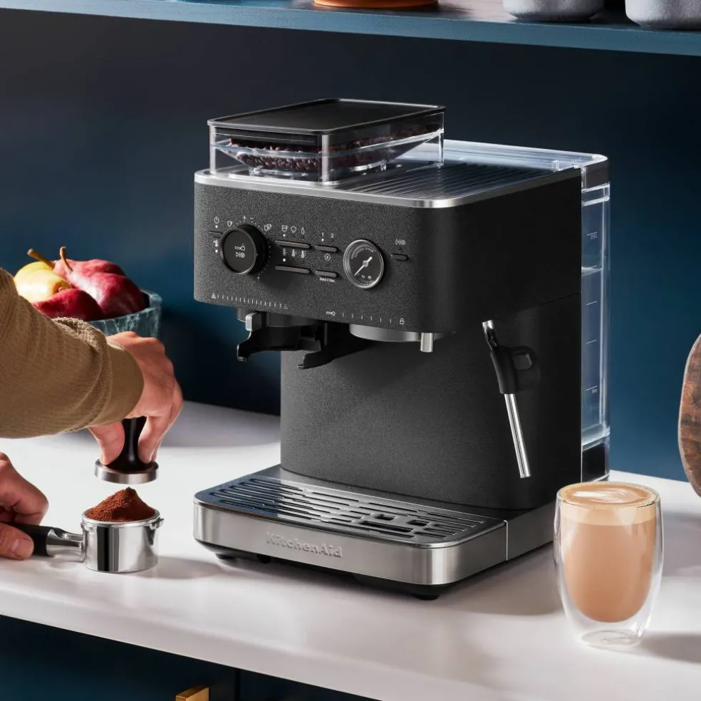 Espressomaskin med kaffekvern, juniper