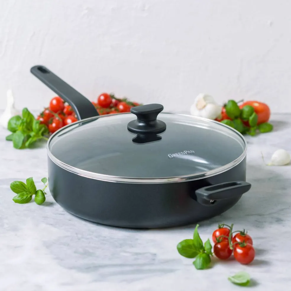 Essence stekepanne med lokk 28 cm, svart