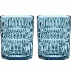 Ethno tumblerglass 30,4 cl, vintage blue, 2 stk