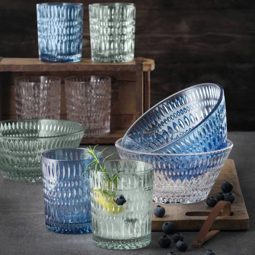 Ethno tumblerglass 30,4 cl, vintage blue, 2 stk