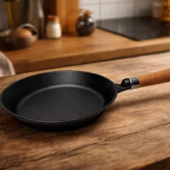 Exclusive Line støpejernspanne med utbrettet kant, 24 cm — eik