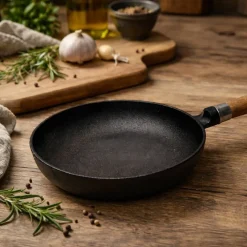 Exclusive Line støpejernspanne med utbrettet kant, 24 cm — eik