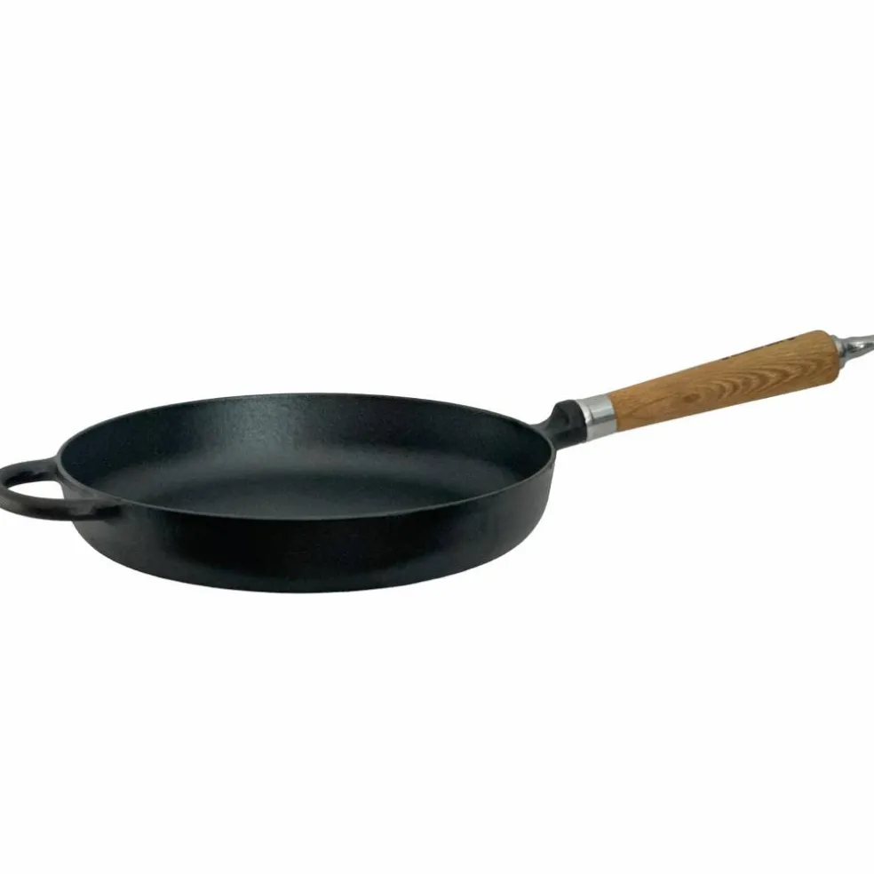 Exclusive Line støpejernspanne med rund kant 28 cm, eik