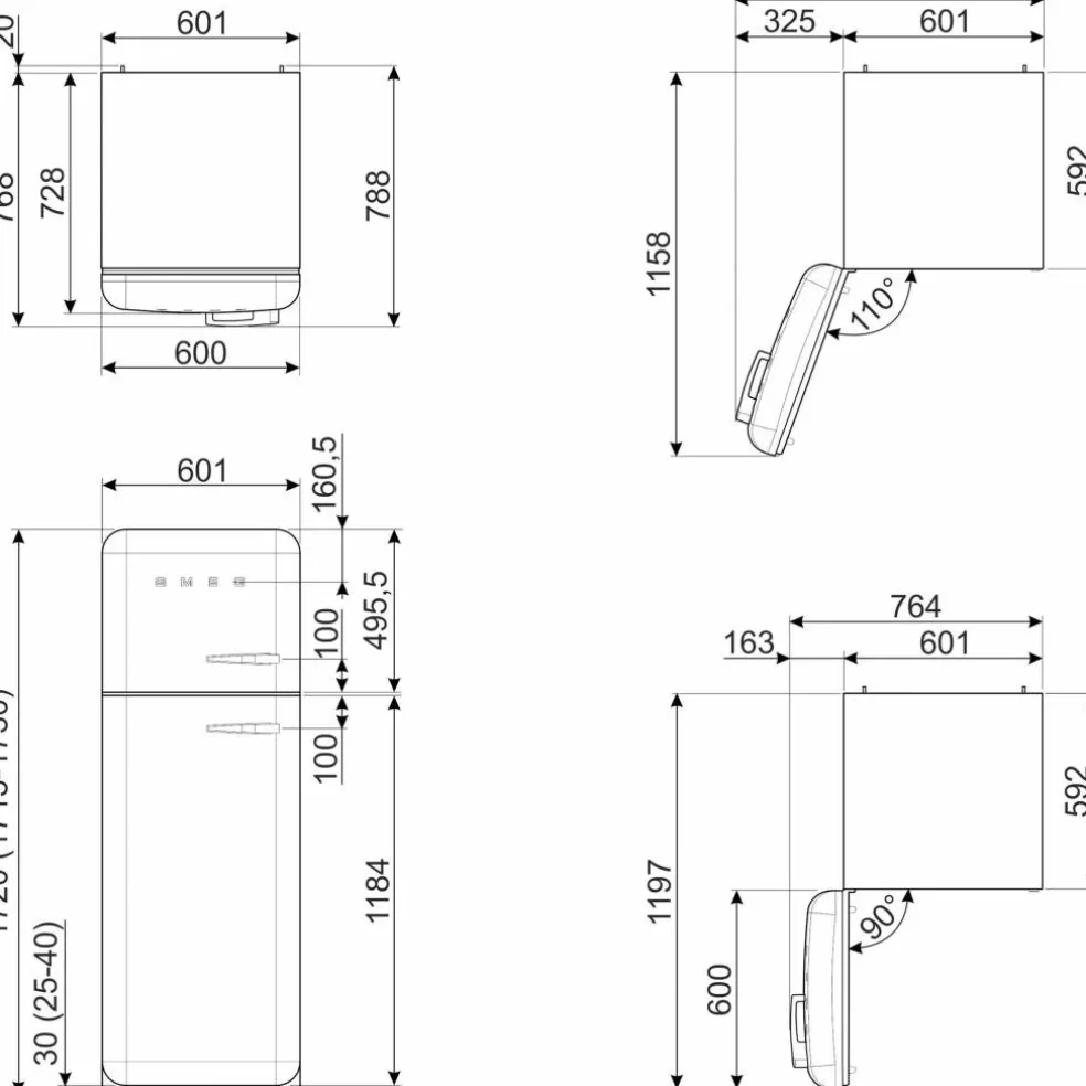 FAB30LCR6 Kjøleskap/Fryser 172cm Venstrehengslet Krem