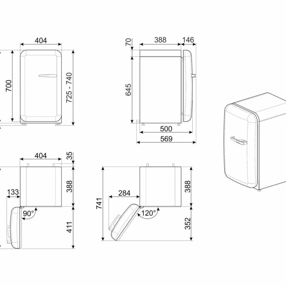 FAB5LPB6 Minibar 73cm Venstrehengt Pastellblå