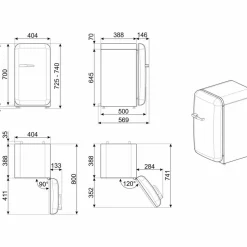 FAB5RPB6 Minibar 73cm Høyrehengt Pastellblå