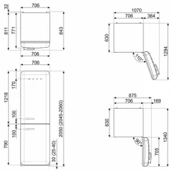 FAB38RWH6 Kombiskap høyrehengslet 70 cm, hvit