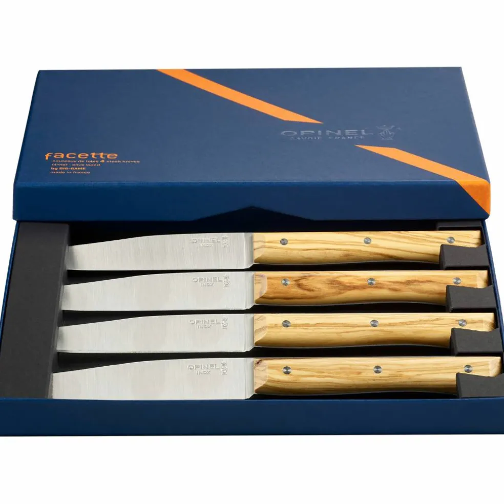 Facette bordkniv 4-pakning, oliventre