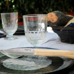 Facette bordkniv 4-pakning, oliventre