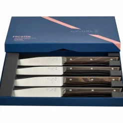 Facette bordkniv 4-pakning, oliventre