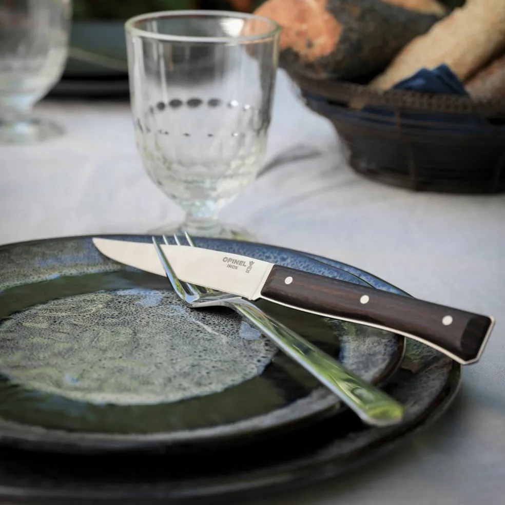 Facette bordkniv 4-pakning, oliventre