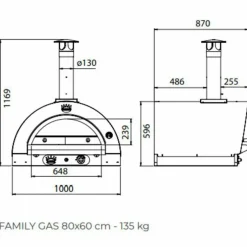 Family Gass Pizzaovn 80x60 cm Antrasitt