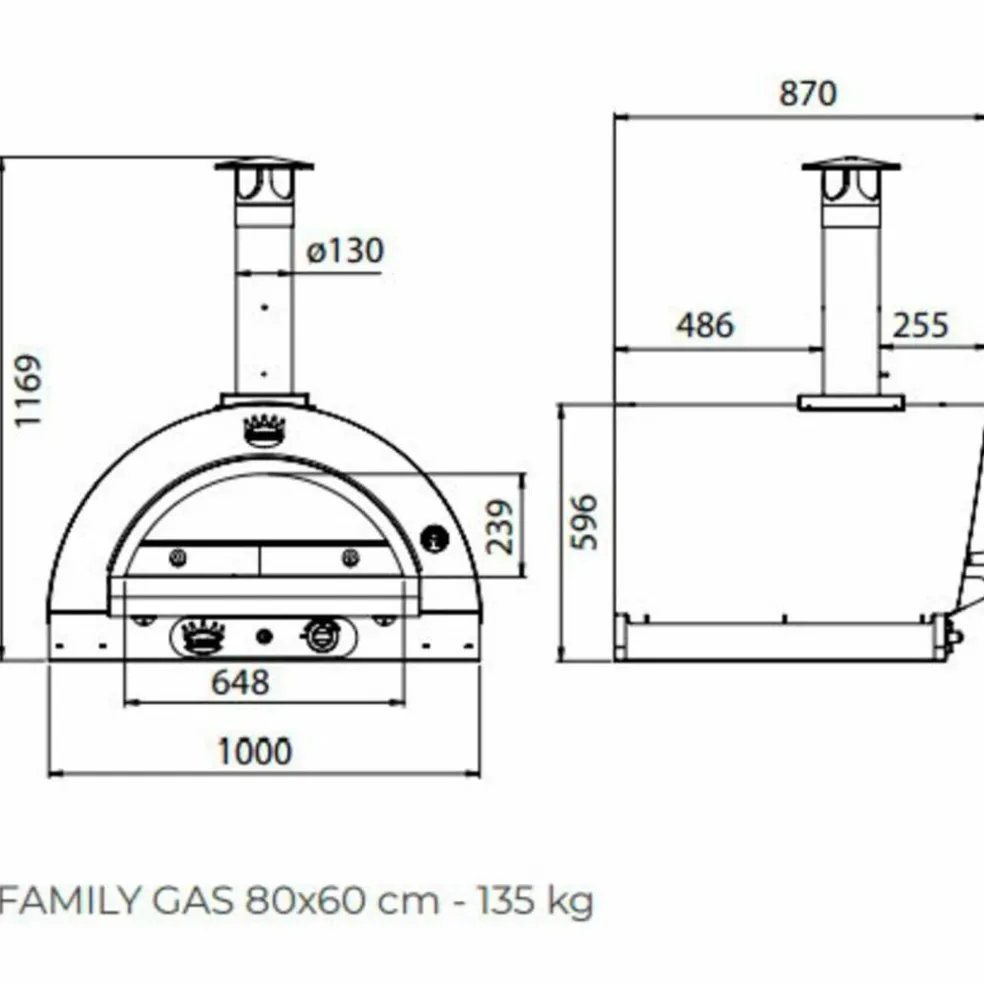 Family Gass Pizzaovn 80x60 cm Antrasitt