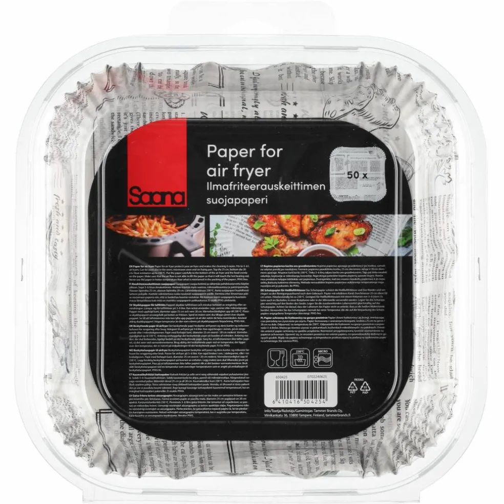 Firkantede silikonark til airfryer, 50-pakning